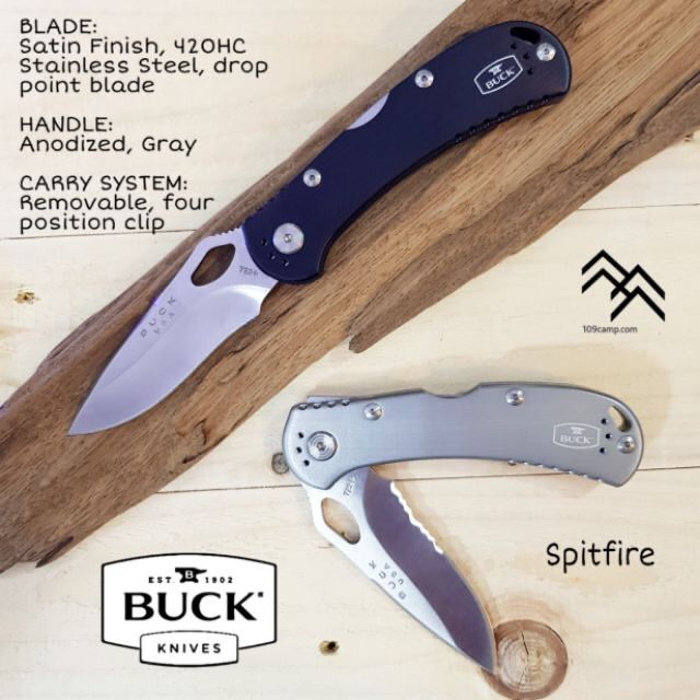 buck-spitfire-มีดด้ามอลูมิเนียมที่บางและแข็งแรง-มีระบบล๊อคใบมีดแบบล๊อคหลัง