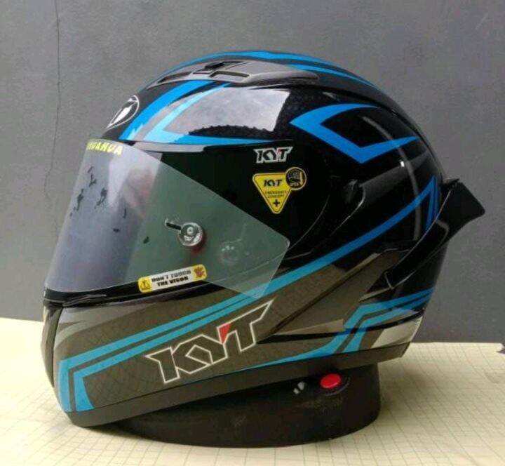 HELM KYT FALCON 2 BLAK /KARBON BLUE PAKET GANTENG PAKET TEAR OF RANDOM