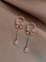 ต่างหูแฟชั่น ต่างหูโบว์เล็ก น่ารักๆ Bow Decor Drop Earring (ส่งจากไทย)