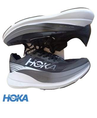 Hoka Rocket X 2 Unisex (size40-45) Black Gray รองเท้าวิ่งผู้ชาย รองเท้าวิ่งผู้หญิง รองเท้าออกกำลังกาย รองเท้าผ้าใบ