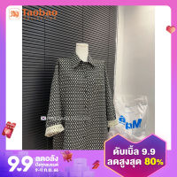 เสื้อเชิ้ตแขนยาวสไตล์ตะวันตกทรงหลวมลายฮาวส์ทูธวินเทจสำหรับผู้หญิงแบบใหม่ฤดูใบไม้ร่วงปี2023ทงแดมุนเกาหลีใต้