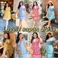 Lovely sapan dress ชุดเดรสผ้าสปันลายดอก เดรสสปันลายดอก เดรสลายดอก