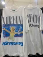 เสื้อยืดโอเวอร์ไซส์คอกลมผ้าcotton100%ไม่หด สกีนNirvana ป้ายThe mushroom