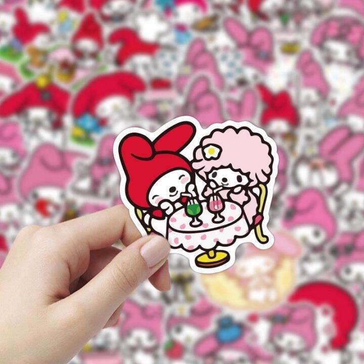 sticker-สติ๊กเกอร์-mymelody-h-245-มายเมโลดี้-50ชิ้น-kuromi-คุโรมิ-hello-kitty-ซานริโอ้-คิตตี้-sanrio-มายเม-เมโลดี้-myme