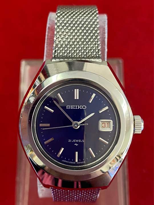 seiko-21-jewels-ระบบไขลาน-ตัวเรือนเงินชุบ-นาฬิกาผู้หญิง-มือสองของแท้