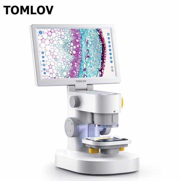 Tomlov Microscope TOMLOV DM301 Biological Microscope 1200X with 9'' IPS Touchscreen ...