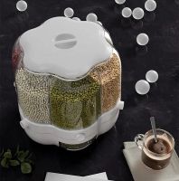 360 degree rotating sealed rice กล่องเก็บธัญพืช 360 องศา สําหรับห้องครัว° กระปุกใส่ข้าว ซีเรียล ธัญพืช กันแมลง หมุนได้ สําหรับบ้าน