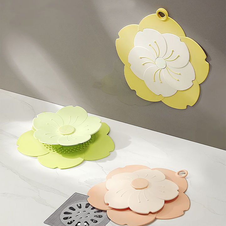 Shower Drain Covers, Silicone Hair Stopper Hair Catcher, Flower