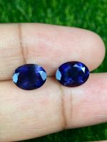 2.87cts สีฟ้าธรรมชาติ iillite คู่ 9x7mm 2.87cts natural blue iollite pair 9x7mm oval