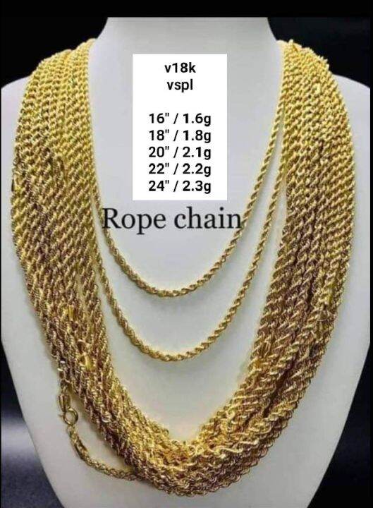 18K Saudi Gold Rope Chain Gold 16" 18" 20"22"24" Pawnable Lazada PH
