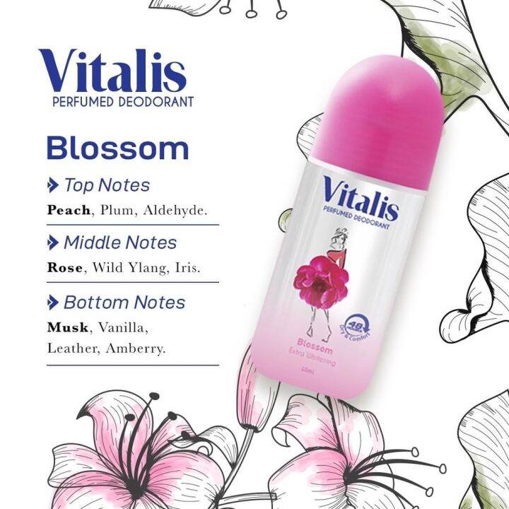Vitalis Deodorant Roll On Whitening Varian Blossom Memutihkan Ketiak
