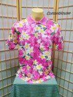 Cottonblouse #SK039 เสื้อโปโลฮาวาย ช. เสื้อยืดลายดอกสีสด ผ้าทอลายปีเก้-ลาครอส  เกรดพรีเมี่ยม