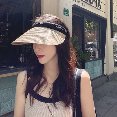 หมวกสานครึ่งหัว หมวกสานปีกกว้าง หมวกแฟชั่นหญิง หมวกเที่ยวทะเล สไตล์เกาหลี หมวกสาน