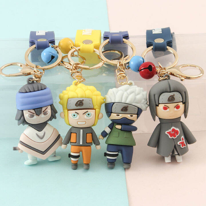 Fashion Anime Naruto Keychain PVC Cartoon Sasuke Uzumaki Kakashi Action ...