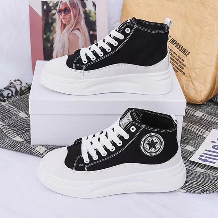 Con-verse New Fashion Canvas Shoes For Women Chunky High Top Lace Up ...