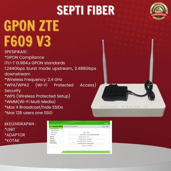 ROUTER WIFI GPON ZTE F609 V3 Lazada Indonesia
