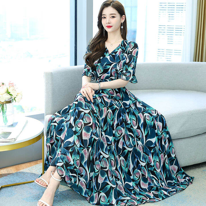 Váy Liền Chiffon In Hoa Mẫu Mới Mùa Hè Năm 2024 Váy Đi Biển Tơ ...