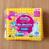 4 ชิ้น ผ้าอนามัย แซนนิต้า บางเฉียบ 0.15 ซม.มีปีก ผิวสัมผัสนุ่ม 24.5 ซม./ Sanita Soft &amp; Fit Ultra Slim