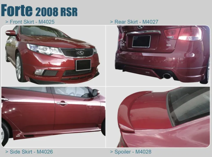 Kia Forte RSR Bodykit body kit front side rear skirt lip boot trunk