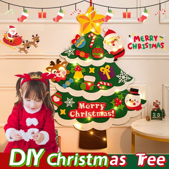 Merry Christmas 34PCS DIY Felt Christmas Tree Decor Set Christmas