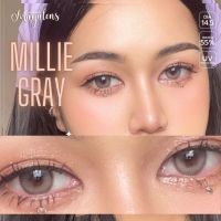 คอนแทคเลนส์ millie สีเทาและสีน้ำตาลขนาดกลาง 14.5 maya lens