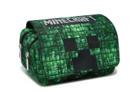 กระเป๋าใส่ดินสอ Minecraft กระเป๋าใส่เครื่องเขียน creeper มีฝาพับความจุขนาดใหญ่สองชั้น