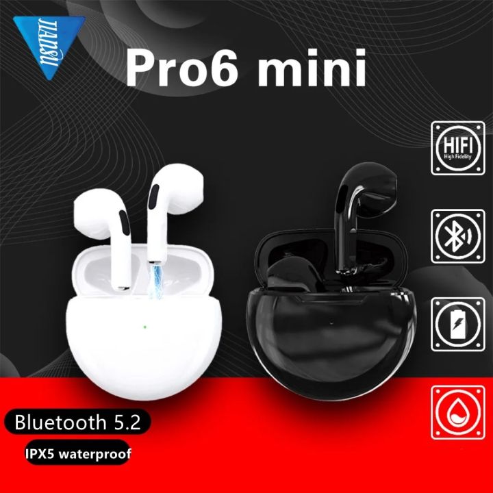 New Original Pro6 True Wireless Earbuds Bluetooth Earphone Touch Control With Mic Waterproof Tws 6444