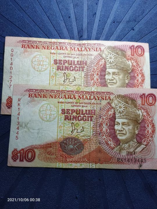 Original Duit Lama Malaysia 1006 Rm10 Series 6th Vf Rm 38 For 2pcs