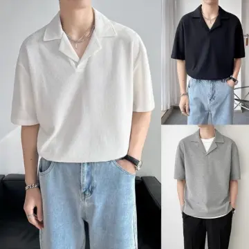 Plain White Short Sleeve Polo For Men Korean Style