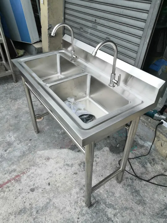 Stainless 304 Double Sink With Stand ( 120 cm x 60 cm) Lazada PH