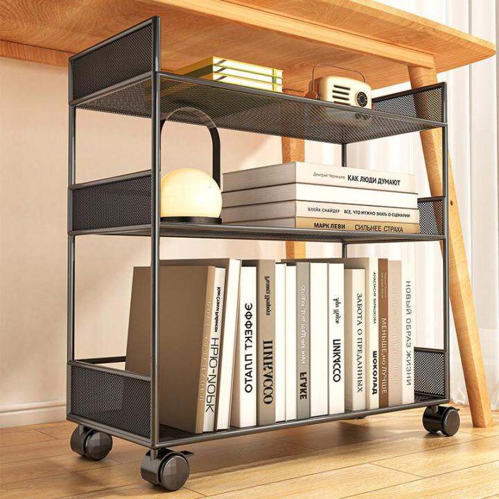 Movable Floor Shelf under Table Bookshelf Desktop Organizer Office and