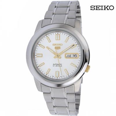 SEIKO 5 Automatic นาฬิกาข้อมือผู้ชาย สายสแตนเลส รุ่น SNKK09K1 - สีเงิน/สีทอง ของแท้100% รับประกันศูนย์ 1ปี ( SNKK09 SNKK09K SNKK09K1 )