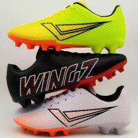 (WINGZลิขสิทธิ์?)ไซส์ 32-45 รองเท้าฟุตบอล/สตั๊ด หนังอัดลายลอน พื้นยึดหมุดหัวท้าย ไซส์เด็ก-ผู้ใหญ่