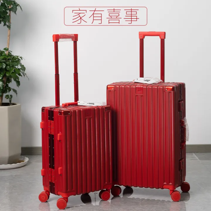 Red Dowry Luggage Aluminum Frame 20Inch Password Suitcase Wedding
