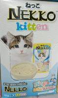 เพาท์แมวเปียก ยี่ห้อ NEKKO Kitten สูตรลูกแมว รสทูน่ามูส ผสมนมแพะ ขนาด70กรัม (12ซอง/1โหล)