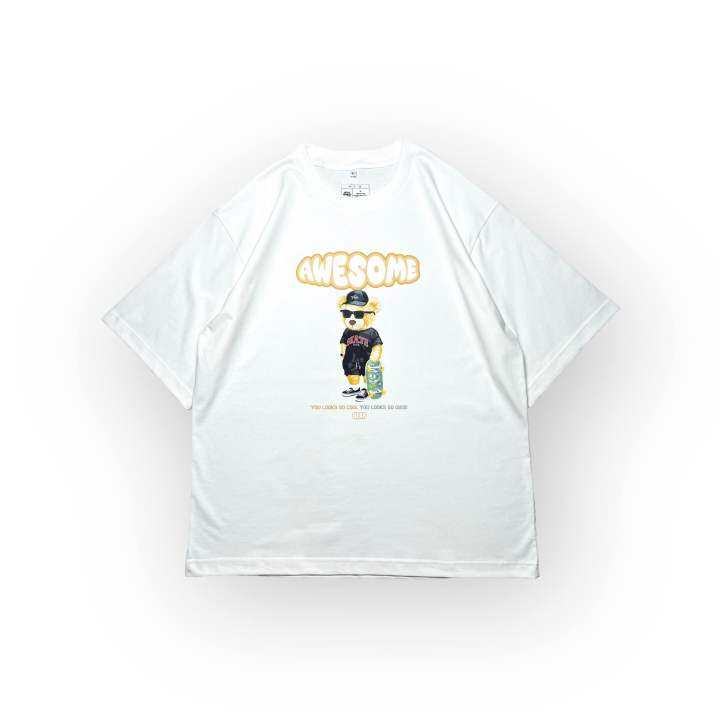 เสื้อยืด-oversize-t-shirt-awesome-ผ้าcotton100-เกรดพรีเมี่ยม