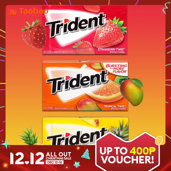 American Imported Trident Trident Xylitol Sugar Free Gum Bubble Gum ...
