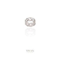 SWAN - Classic Chain Ring แหวนโซ่ แหวนเงินแท้ ฝังเพชรคิวบิคเซอร์โคเนีย cubic zirconia