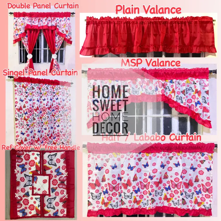 Hshd Farfalla Red Curtain Designs Lababo Valance Double Single Panel And Ref Cover Lazada Ph Hshd Farfalla Red Curtain Designs, Curtain Valance Meaning