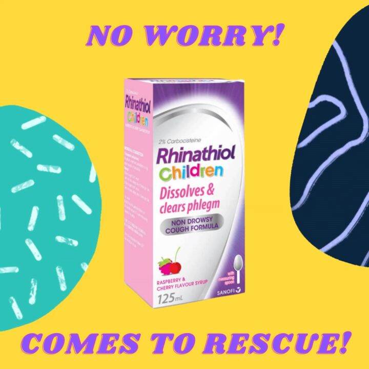 🍒RHINATHIOL CHILDREN DISSOLVE & CLEARS PHLEGM NON DROWSY RASPBERRY
