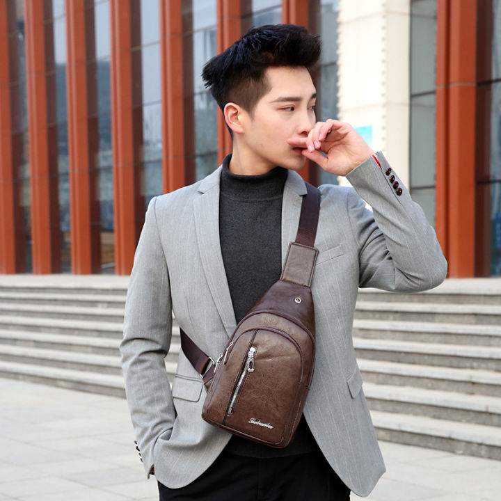 Fashion Simple Men's Small Chest Bag Messenger Bag Men's Korean Fashion  Casual Soft Leather Shoulder Bag Outdoor Sports Backpack | Man bag, Bags,  Chest bag men