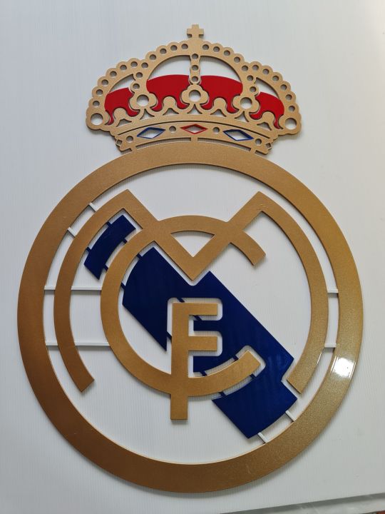 โลโก้-real-madrid-เหล็กตัดเลเซอร์-ขนาด-60x43-เซนติเมตร-เหล็กหนา-3-มิลลิเมตร-แบบแขวน-ติดฝาผนังพ่นสีเหมือนจริงใช้สี-2k-สีพ่นรถยนต์ภายนอกสวยงามคงทนทนแดดทนฝนไม่เป็นสนิมขั้นตอนการทำเหมือนทำสีรถยนต์ภายนอกทุ