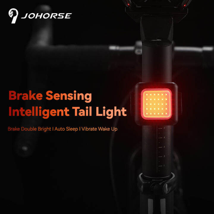 JOHORSE Bicycle Brake Light TypeC Rechargeable Smart Bicycle Tail