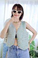 MINT TWEED VEST เสื้อกั๊ก ผ้าทวีต สีฟ้า