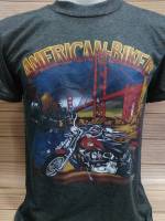 เสื้อ3d เสื้อฮาเลย์ ผ้าบางเทากระสวยๆ ลายAMERICAN-BIKER ผ้านิ่มใส่สบาย