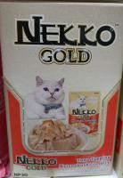 เพาท์แมวเปียก ยี่ห้อ NEKKO GOLD สูตรแมวโต รสปลาทูน่าหน้าคัตสึโอะบูชิในเยลลี่ ขนาด70กรัม (12ซอง/1โหล)