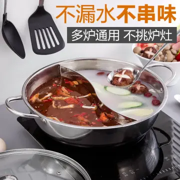 28cm Hot Pot Twin Divided Stainless Steel 28cm Cookware Hot Pot Ruled  Compatible 