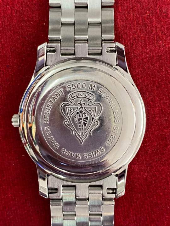 gucci-water-resistant-5500m-quartz-ตัวเรือนสแตนเลส-นาฬิกาผู้ชาย-มือสองของแท้