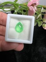 Lab emerald pear cabochon 4.95 carats 9.20x10.70mm 1 pieces พลอย columbia โคลัมเบีย Green Emerald มรกต ผลิตจาก สวิส lab CORUNDUM HARDNESS 9 (พลอยสั่งเคราะเนื้อแข็ง)