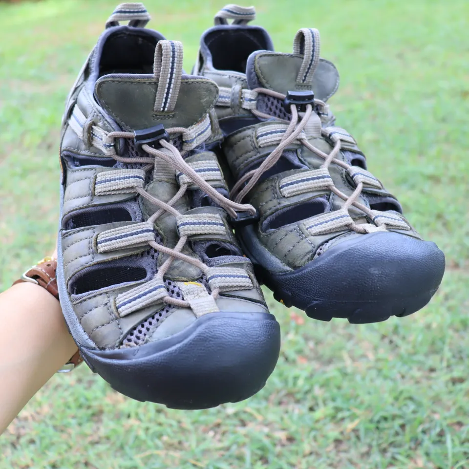 Keen Owyhee Sport Sandals Gray Leather Blue Hiking Water Shoe Men039s  65 1003771  eBay